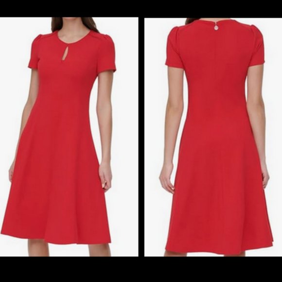 Tommy Hilfiger Dresses & Skirts - Tommy Hilfiger Women's Red Belted Fit and Flare Midi Dress  NWT Womens Size 10